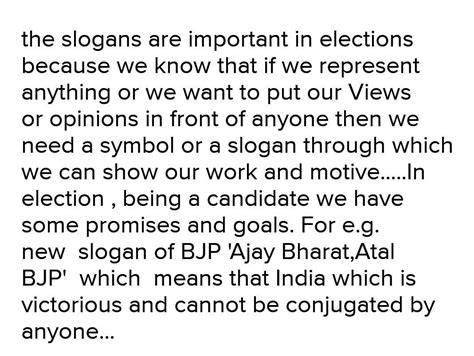 Explain the importance of slogans in elections with any four examples ...