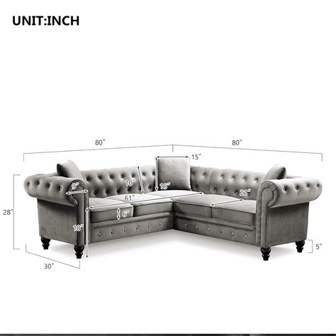 Buy Etstod Deep Button Tufted Velvet Sectional Sofa Living Room ...