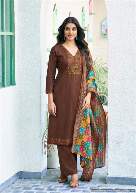Saanvi Romani Cambric Cotton Printed Dress Material: Textilecatalog