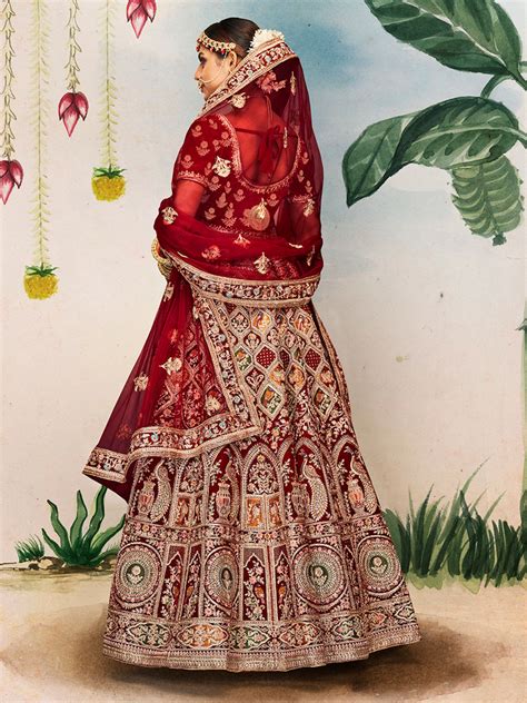 Maroon Embroidered Velvet Semi Stitched Lehenga With Unstitc