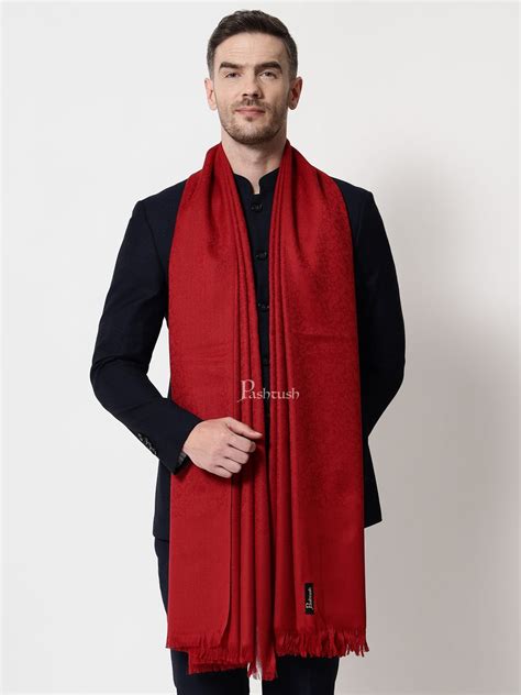 Pashtush mens Fine Wool stole, jacquard design, Maroon – Pashtush Shawl ...