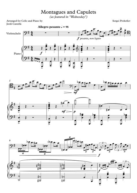 Montagues and Capulets (Dance of the Knights) – for Cello and Piano ...