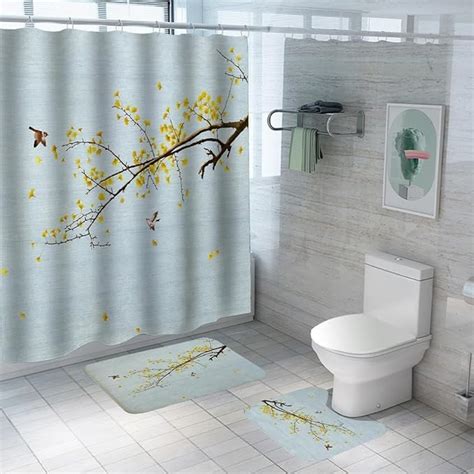 Kuber Industries Shower Curtain & Bathmat Set | Non-Slip Bath mats for ...