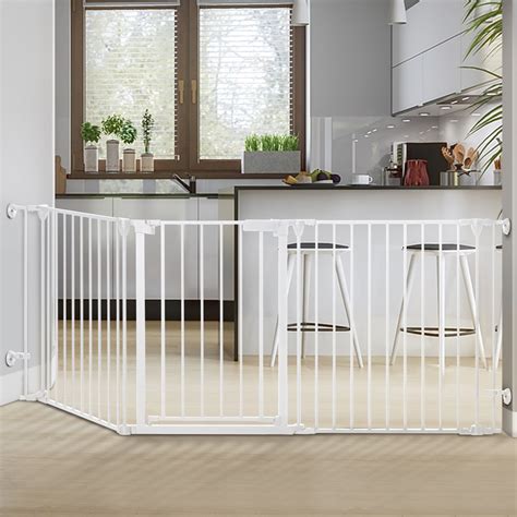 Toocapro 33" - 80" Wide Metal Safety Gate Baby Gates Fireplace Fence 3 ...