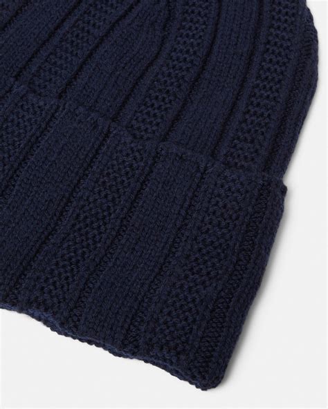 Medusa Ribbed Knit Beanie Blue | VERSACE TH