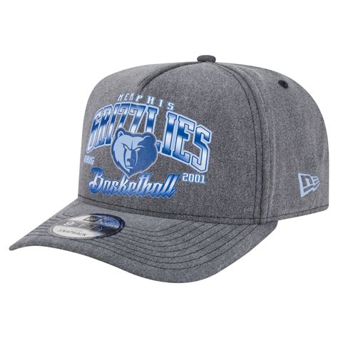 Men's Memphis Grizzlies New Era Charcoal Throwback Washed Pre-Curved ...