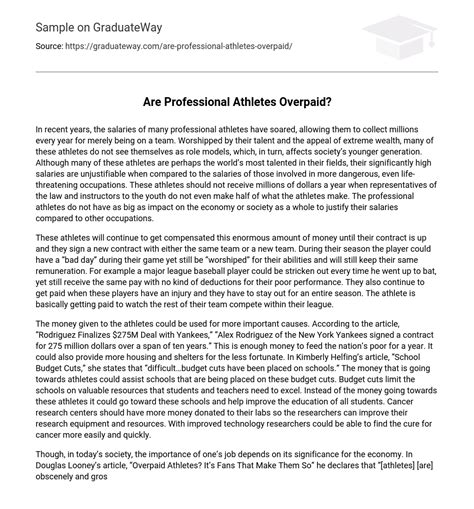 ⇉Are Professional Athletes Overpaid? Argumentative Essay Essay Example ...