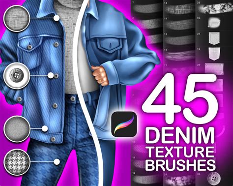 Papercraft Procreate Brushes for Clothing 16 Brushes Just Denim Brush ...