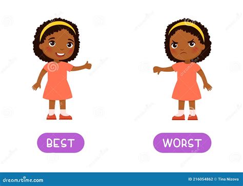 Best and Worst Antonyms Word Card, Opposites Concept. Stock Vector ...