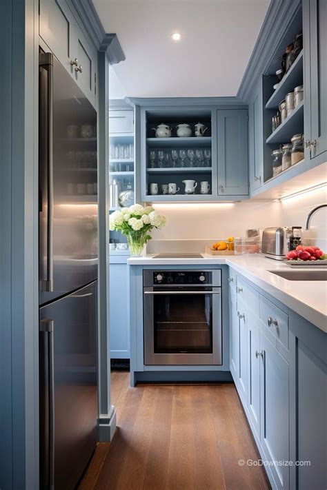Image result for Small Blue Rectangular Kitchen