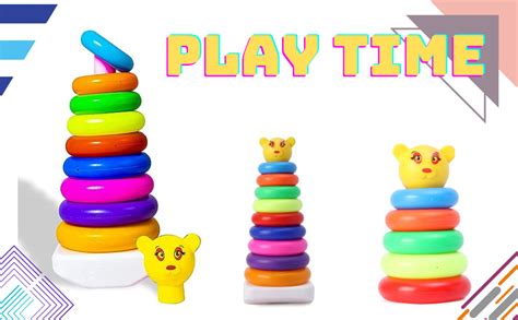 Buy CkTech Combo Pack of 2 Smiley Stacking Colouring Teddy Rings for ...