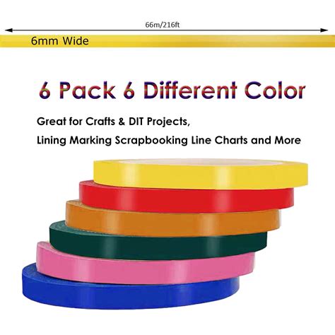 Buy 6 Pack 6mm 1/4 Inch Width Graphic Art Tape Adhesive Artist Tape ...