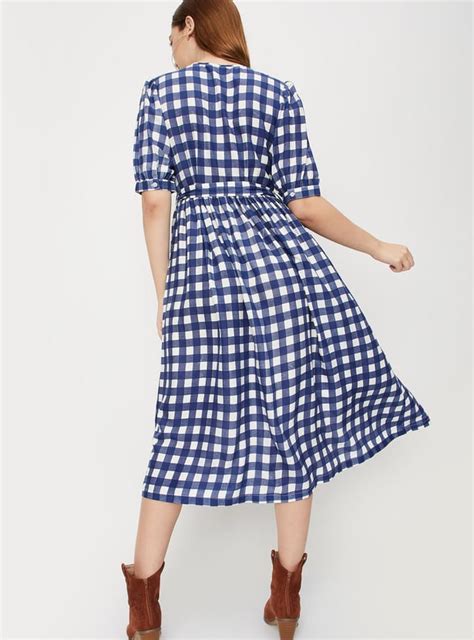 Buy Women Checked Puffed Sleeves A-line Dress Online at just Rs. 999.0 ...
