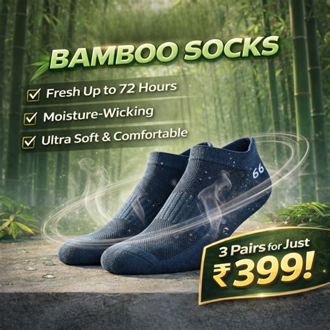 66BHP Bamboo Socks – Odor-Free for 72 Hours | Ultra-Soft | Moisture-Wi ...