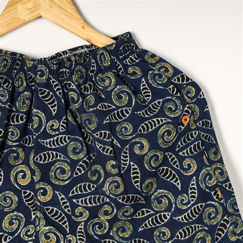 Blue Ajrakh Hand Block Printed Natural Dyed Cotton Unisex Boxer/Shorts