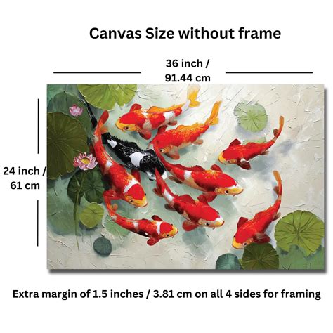 9 Koi Fish Canvas Painting/ Fish Painting/ Koi fish with Lotus Flower ...