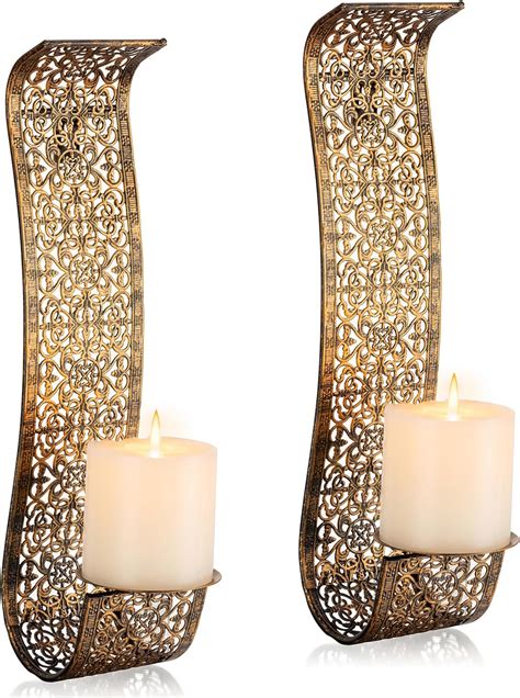 Amazon.com: Shelving Solution Set of 2 Wall Sconce with Candle Holders ...