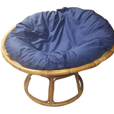 Pier 1 Papasan Chair w/ Navy Cushion - AptDeco