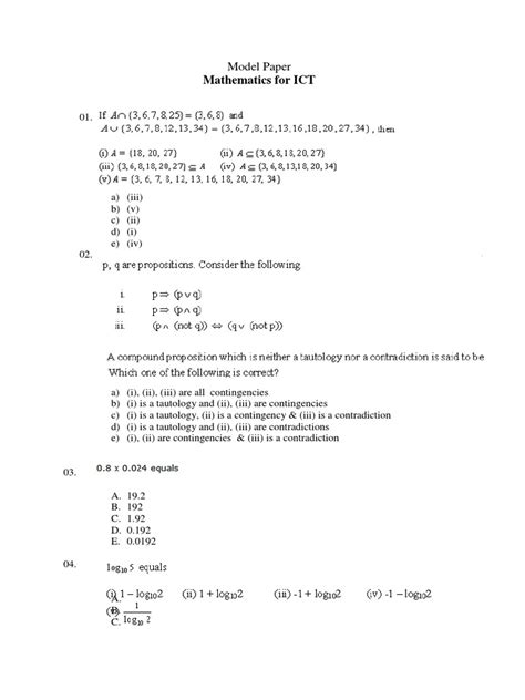 Image result for Model Paper ICT