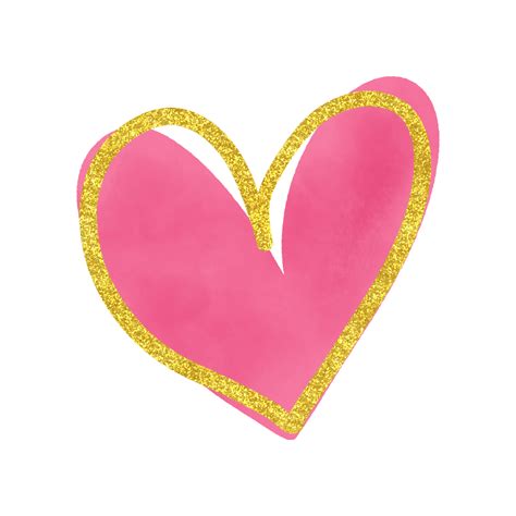Free Pink Watercolor Heart With Gold Glitter 15241412 PNG with ...