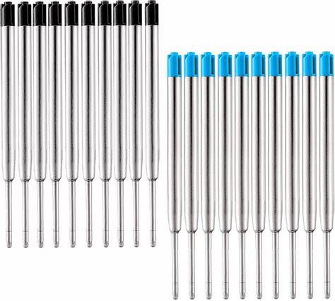 20 Pieces Replaceable Ballpoint Pen Refills, Medium Point Metal Refill ...