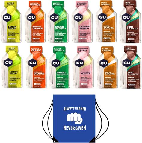 GU Energy Gels - Pack of 12 Mixed Gels (Inc. Mint Chocolate). Includes ...