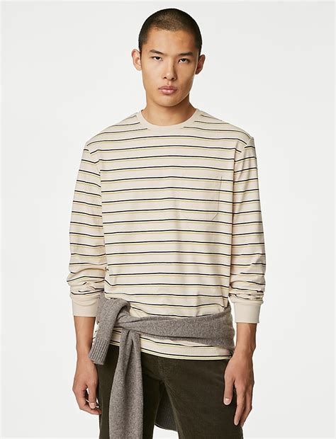 Buy Pure Cotton Striped Long Sleeve T-Shirt at Marks & Spencer