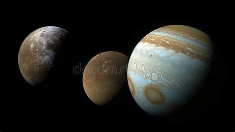 A giant of a moon appears before a giant of a planet undergoing seasonal changes in this natural col