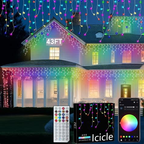 Amazon.com: Led Icicle Lights Outdoor,43FT 400 LED RGB Smart ...