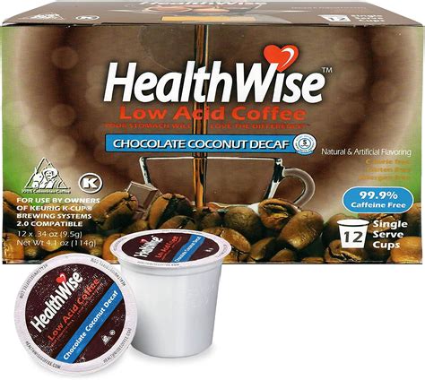 Amazon.com: Healthwise Chocolate Coconut Decaf Low Acid Coffee K-Cups - Swiss Water Process ...