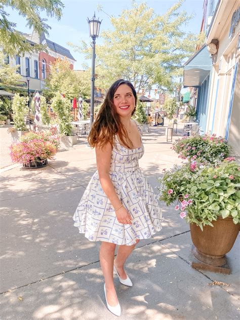 Blue and White Floral Dress - Curated by Jennifer