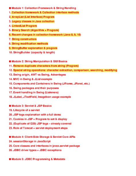 Modules Outline: Collection Framework & String Handling (CS101) - Studocu
