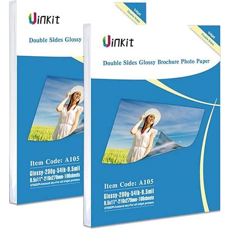 Uinkit 200 Sheets Double Sided Photo Paper Glossy 8.5x11 54lbs Inkjet ...