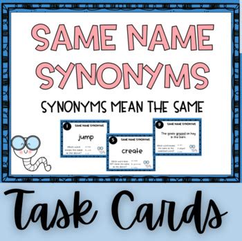 Same Name Synonyms Task Cards by Title Success | TPT