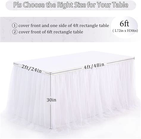 Buy White Tulle Table Skirt for Rectangle Tables 6FT Table Skirting 2 ...