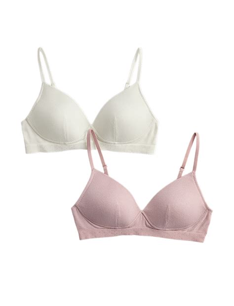 Buy 2pk Non Wired Cotton Rich Ribbed First Bras AA-D at Marks & Spencer