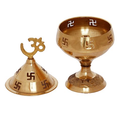 Om and Swastik Brass Diya - eCraftIndia Online