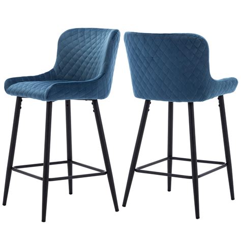 Buy Wahson Velvet Bar Stools Breakfast Kitchen Counter Chairs, Set of 2 ...