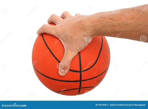 Hand Holding a Basketball Ball Isolated Stock Photo - Image of hand ...