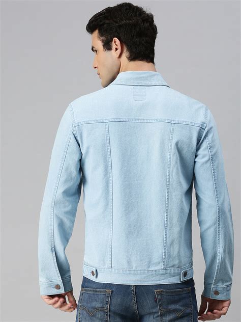 Men's Ice Blue Regular Fit Washed Full Sleeve Denim Jacket – Urbano Fashion