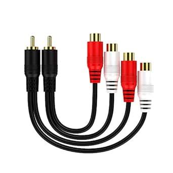 RCA 1 Male to 2 Female Audio Speaker Y Adapter Splitter Cable with OFC ...