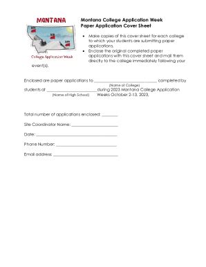 Montana College Application Week Paper Application Cover Sheet 2023 ...