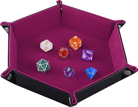Amazon.com: SIQUK Double Sided Dice Tray, Folding Hexagon PU Leather ...