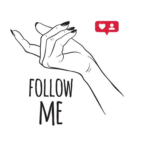 Handgezeichnete weibliche Hand in Follow-me-Geste Flash Tattoo ...