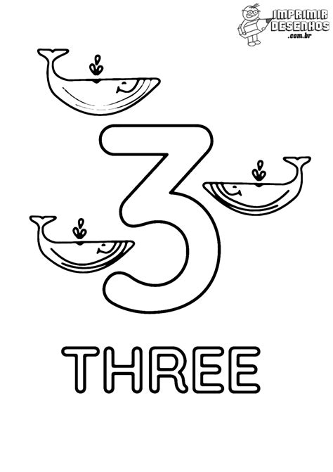 Número 3 em inglês - Imprimir Desenhos