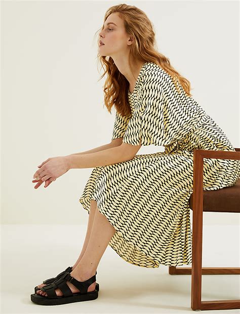 Buy Geometric Midi Kimono Dress at Marks & Spencer