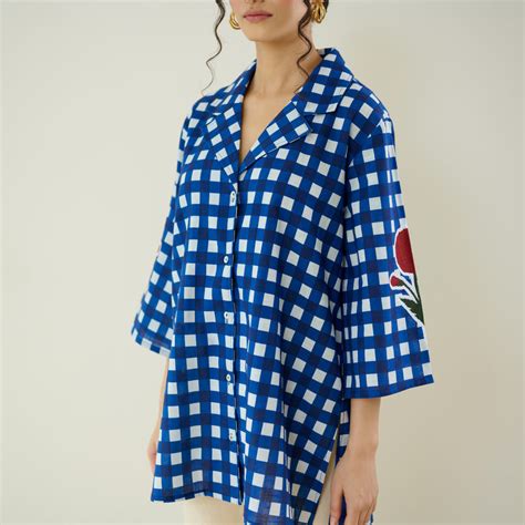 Buy Orchid Checkered Patchwork Shirt - Classic Indigo | Rustorange
