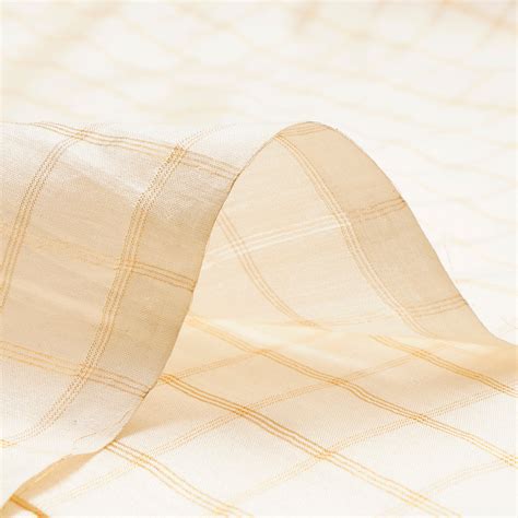 Buy Cream Color Checked Spun Silk Dyeable Fabric 70258/1 | FFAB