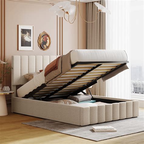 Buy Merax Upholstered Full beds Lift Up Storage Platform Bed Frame with ...
