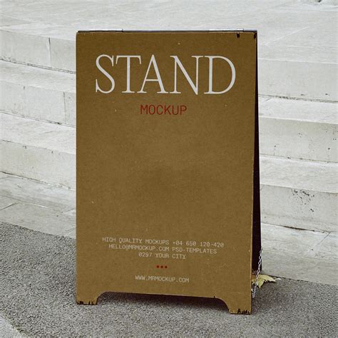 Free Wooden Stand PSD Mockup — Mr.Mockup